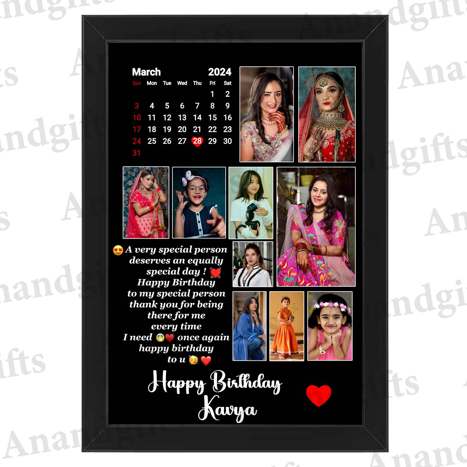 Special Moments – Personalized Calendar Photo Frame with Name & Date for Birthdays & Anniversaries